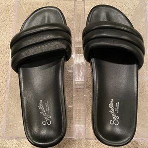 NWT Seychelles Low Key Slide Sandal - Black Leather - Sz 10